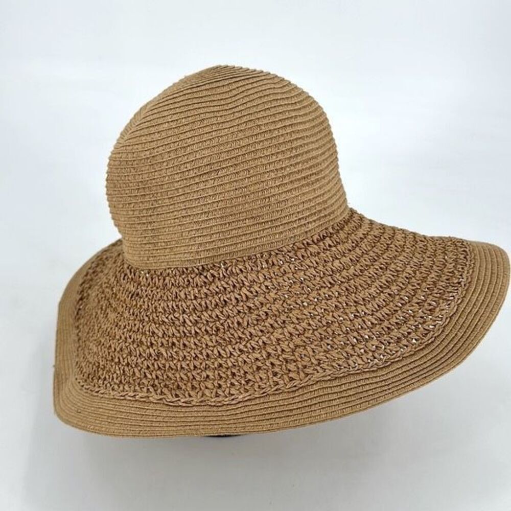 J. Crew Women's Straw Woven Textured Floppy‎ Sun Shade Hat Tan Size Medium